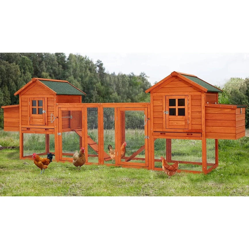 AECOJOY 144' großer Hühnerstall mit Auslauf, hölzerner Geflügelkäfig mit Stall
