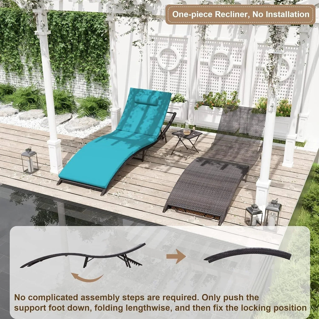 Kullavik 3-teiliges Outdoor-Lounge-Set mit Liegestühlen