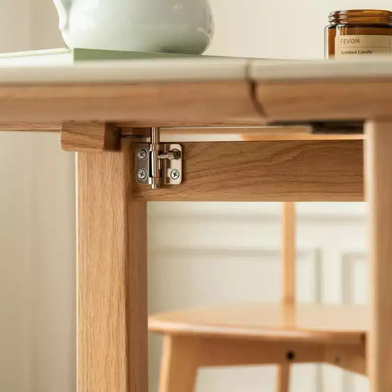 GDFStudio Agatha moderne massief houten klaptafel voor 4-6 personen met blad van natuursteen