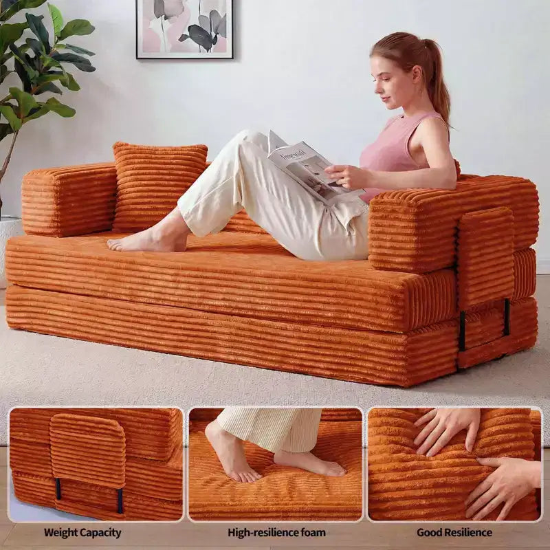80.7 5-in-1-Schlafsofa mit Cordbezug, 1200 lbs, keine Montage erforderlich