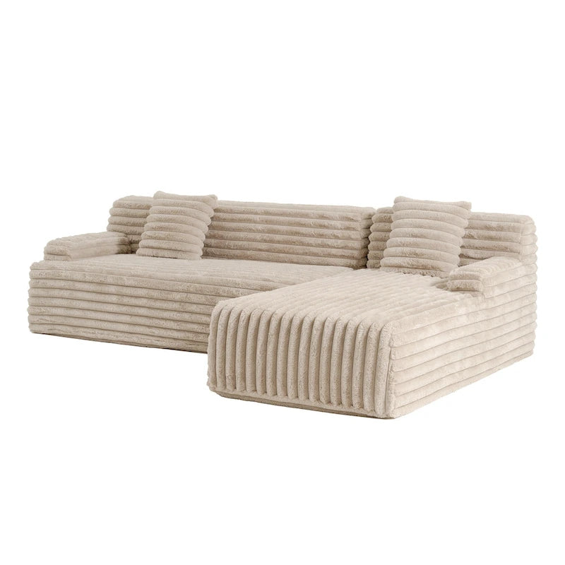 Modułowa sofa narożna Cloud, nowoczesna tapicerowana kanapa z 2 poduszkami dekoracyjnymi, dowolnie konfigurowana, w kształcie litery L