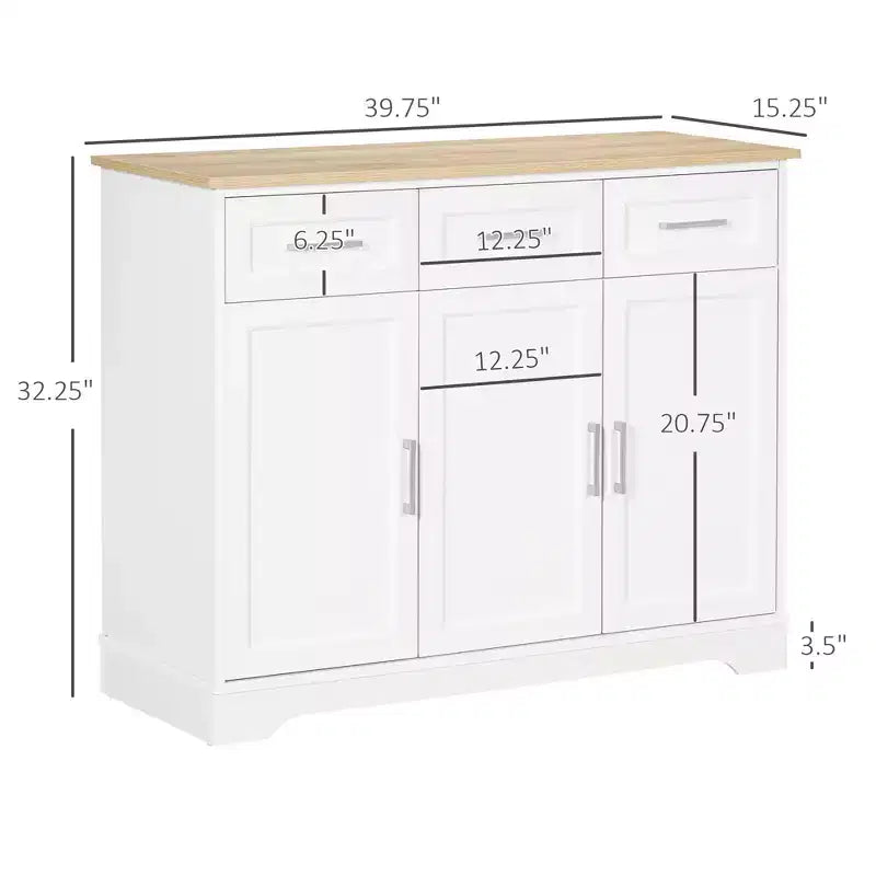 Modern keukendressoir met opbergruimte, keukeneiland, kast voor de eetkamer en meubel voor de woonkamer