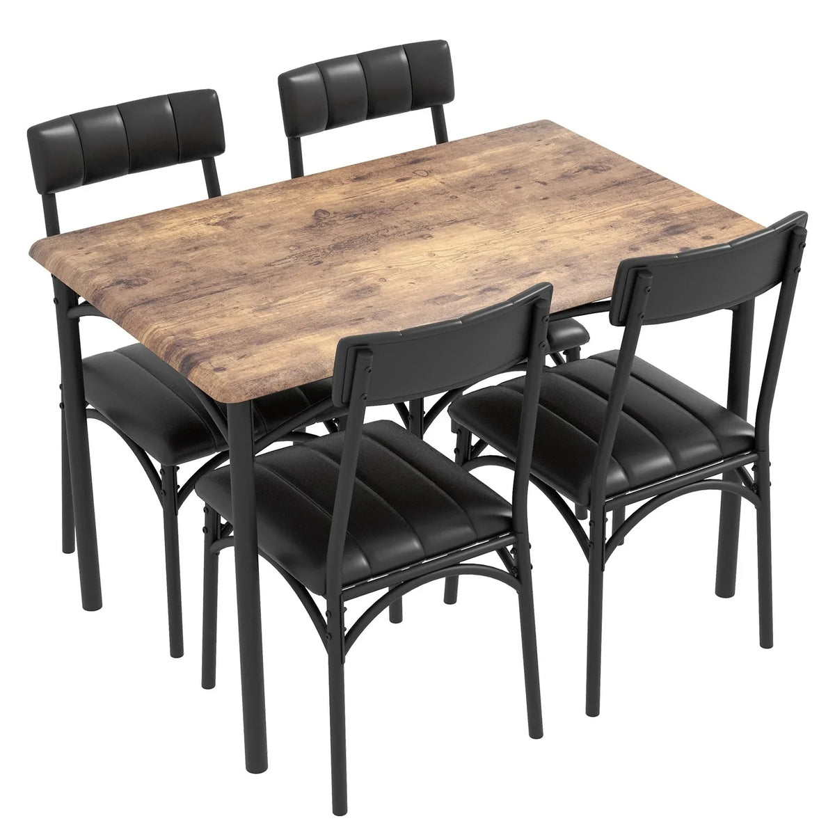 Rechteckiges Esszimmer-Set für 4 Personen mit gepolsterten Stühlen