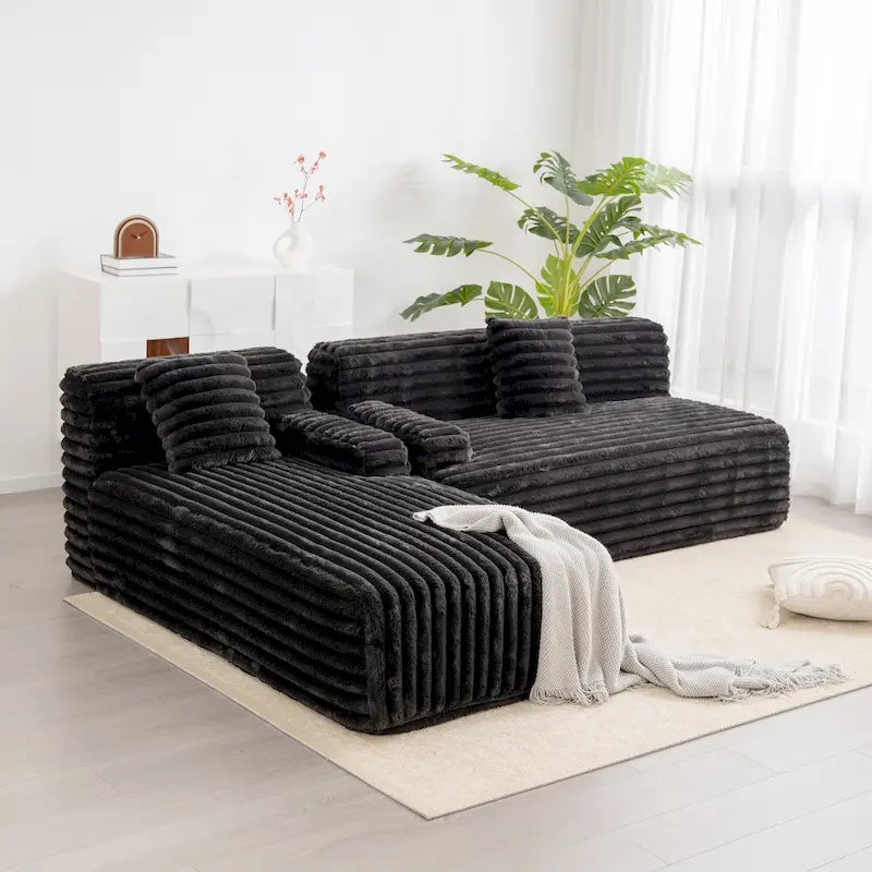 Modulares Cloud-Ecksofa, modernes Polstersofa mit 2 Zierkissen, frei kombinierbar, L-förmiges Ecksofa