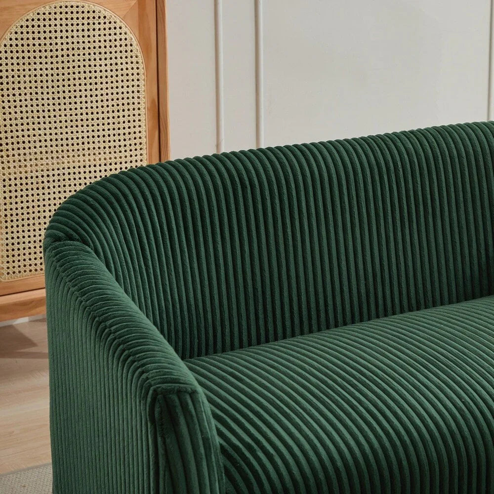 2-Sitzer-Sofa mit Cordbezug und Beinen aus Walnussholz