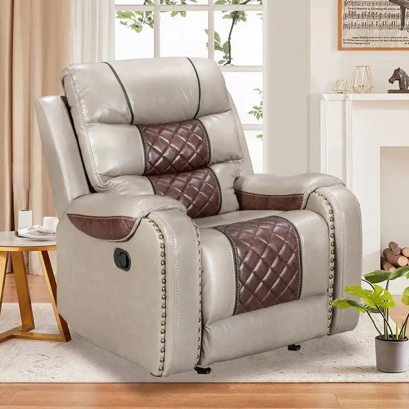 Extra grote fauteuil met verstelbare rugleuning van kunstleer in Amerikaans design voor de woonkamer