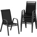 Terrassenstühle, stapelbares Outdoor-Esszimmerstuhlset mit 4/6 Stühlen aus wetterfestem, leichtem Textilene und Armlehnen für Garten und Poolbereich