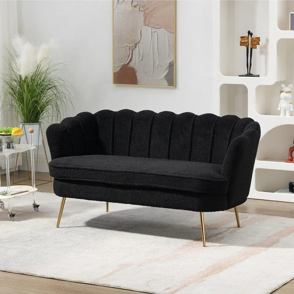 Kleines Mini-Zweisitzer-Sofa mit goldenen Metallbeinen - 2-Sitzer