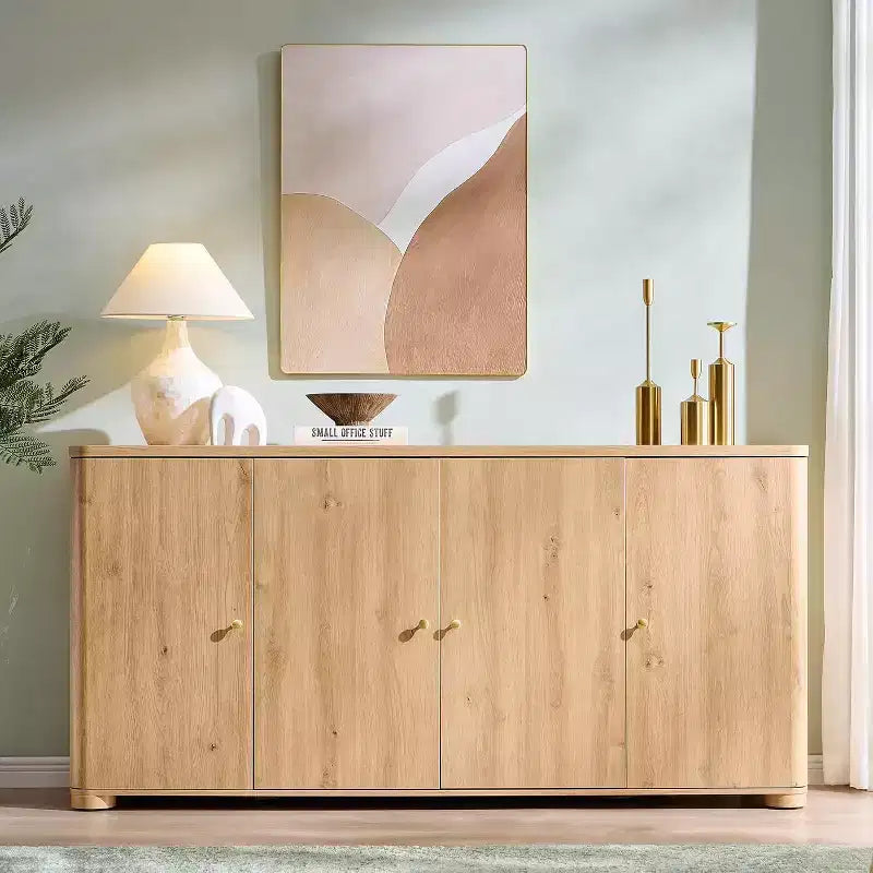 Küchenbuffet-Sideboard mit 4 Türen und Einlegeböden, modernes großes Sideboard mit Stauraum, 66 Kaffeebar-Schränkchen mit Stauraum