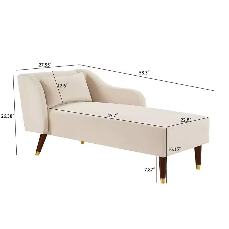 Moderner Samt-Chaiselongue-Sessel, gepolsterte Chaiselongue mit geschwungener Armlehne, Schlafsofa für Schlafzimmer, Büro und Wohnzimmer