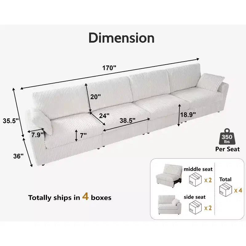 Modulares Cordsofa von Dyonery mit waschbaren Bezügen