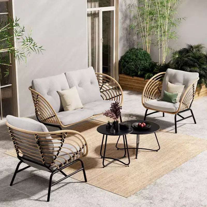 GRANDPATIO 5-delige tuinset van wicker met loveseat