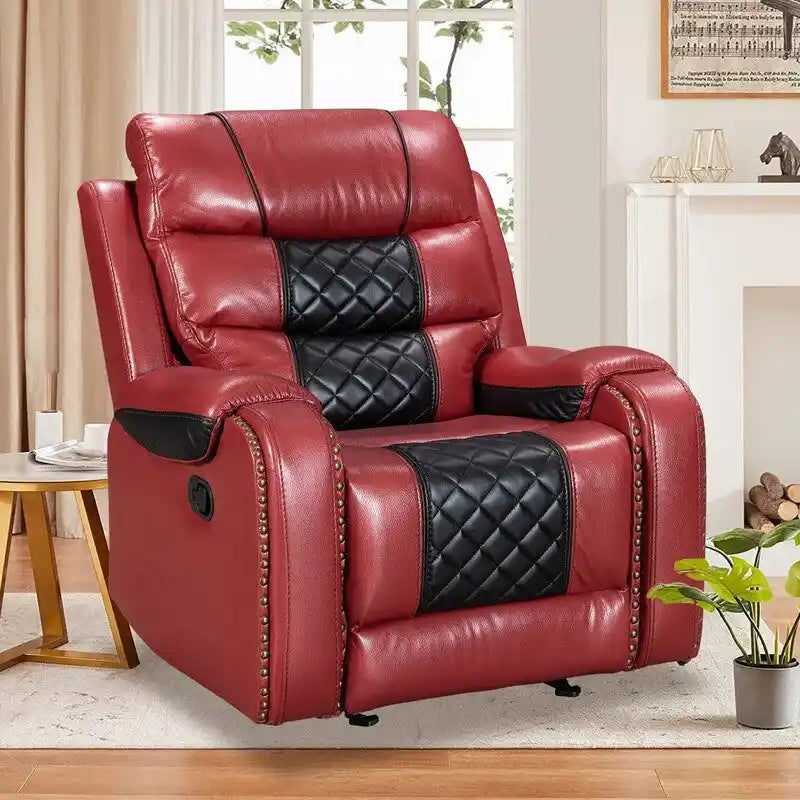 Extra grote fauteuil met verstelbare rugleuning van kunstleer in Amerikaans design voor de woonkamer