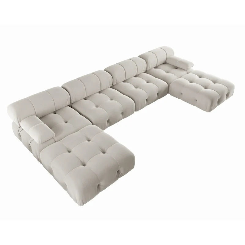 138  ombouwbare modulaire hoekbank, U-vormige minimalistische fluwelen banken