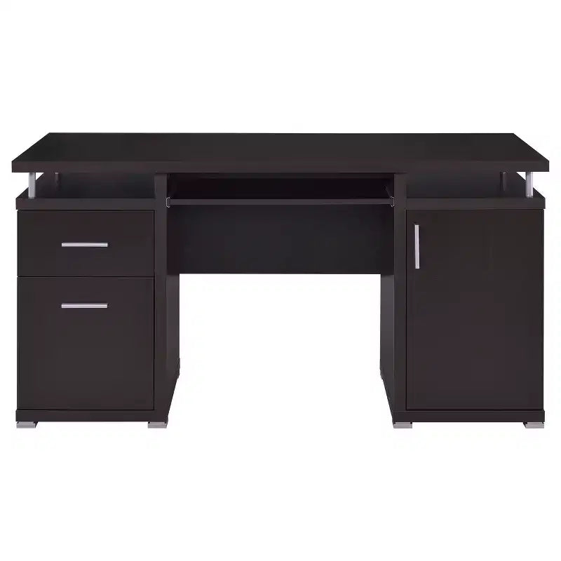 TUYOHW houten bureau van 55, computerbureau met 2 laden, 1 kast, 1 open plank en 1 deur, werkbureau voor thuiskantoor, studeerkamer en kleine ruimtes