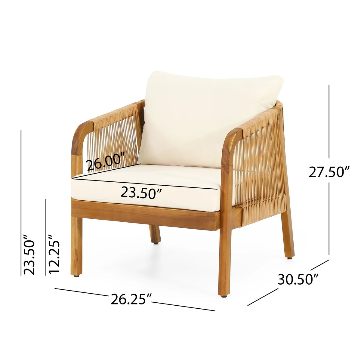Jabe tuinset met clubfauteuils van acaciahout en riet van Christopher Knight Home