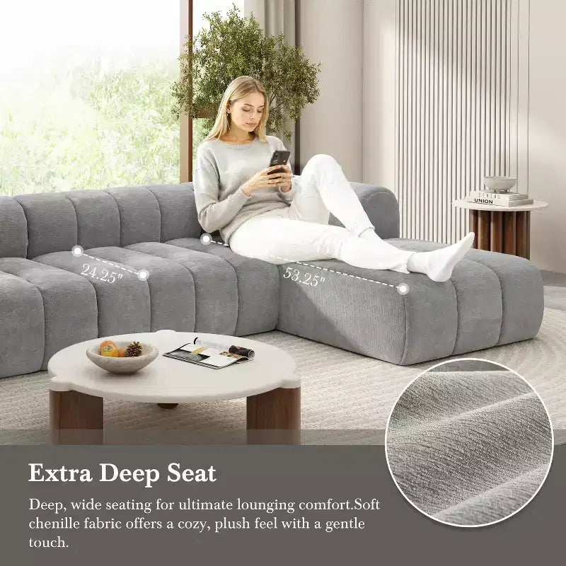 Christopher Knight Home Keri 122 modernes Ecksofa in L-Form mit hochdichtem Schaumstoff und niedriger Rückenlehne