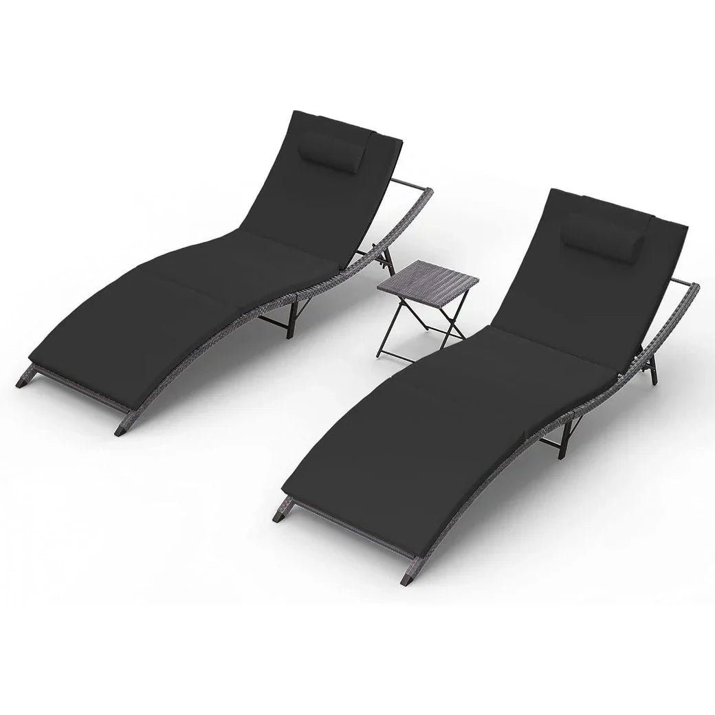 Kullavik 3-teiliges Outdoor-Lounge-Set mit Liegestühlen
