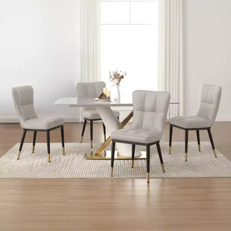 Bekrvio Esszimmerstühle, 6er-Set, moderne Sitzfläche aus Kunstleder mit Polsterung und hoher Rückenlehne, Metallbeine, armlose Küchenstühle für Wohn- und Esszimmer