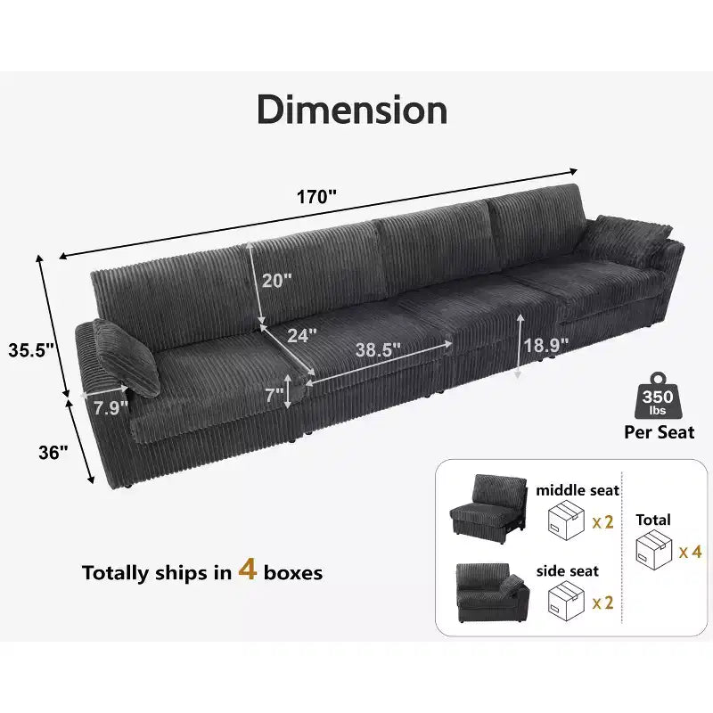 Modulares Cordsofa von Dyonery mit waschbaren Bezügen