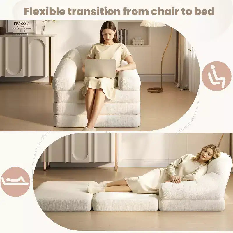 Canapé-lit pliant 2-en-1 Yaheetech, fauteuil-lit pliable pour salon et chambre