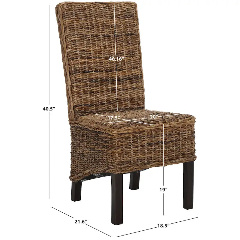 Set van 2 eetkamerstoelen van naturel rotan, 19W x 22D x 41H, boho-kuststijl