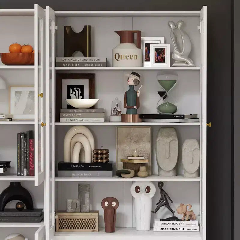 Famapy Vitrine mit Glastüren, Bücherregal, Organizer und Vorratsschrank