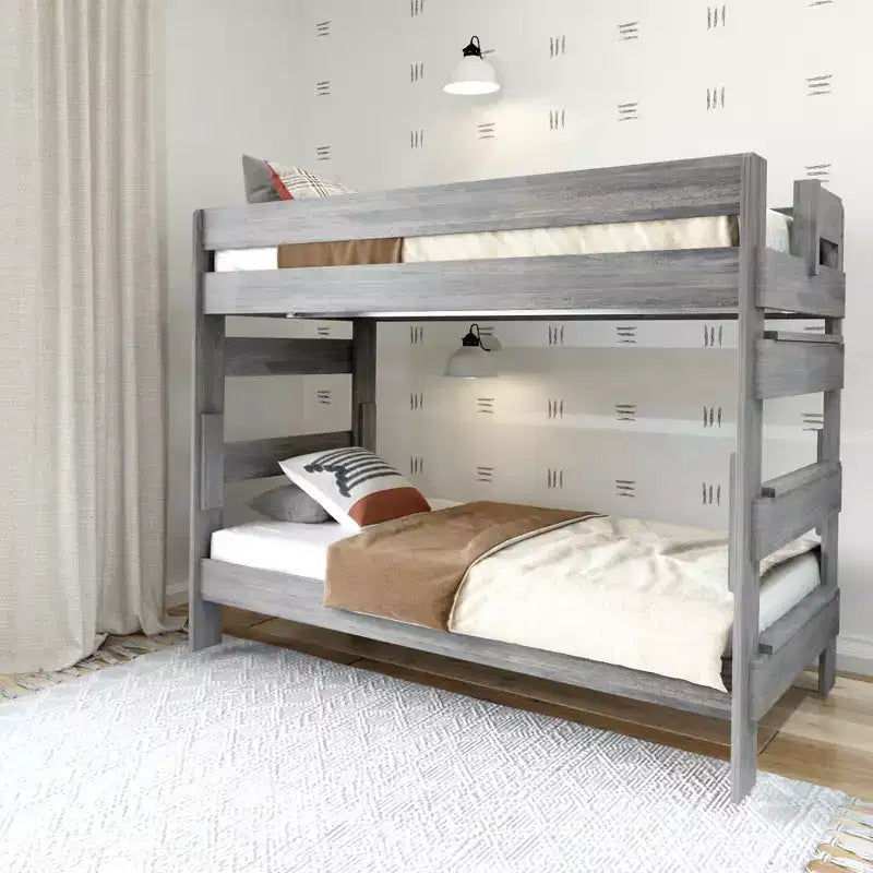 Etagenbett Plank+Beam aus Massivholz im Landhausstil, zwei Einzelbetten übereinander, für Erwachsene