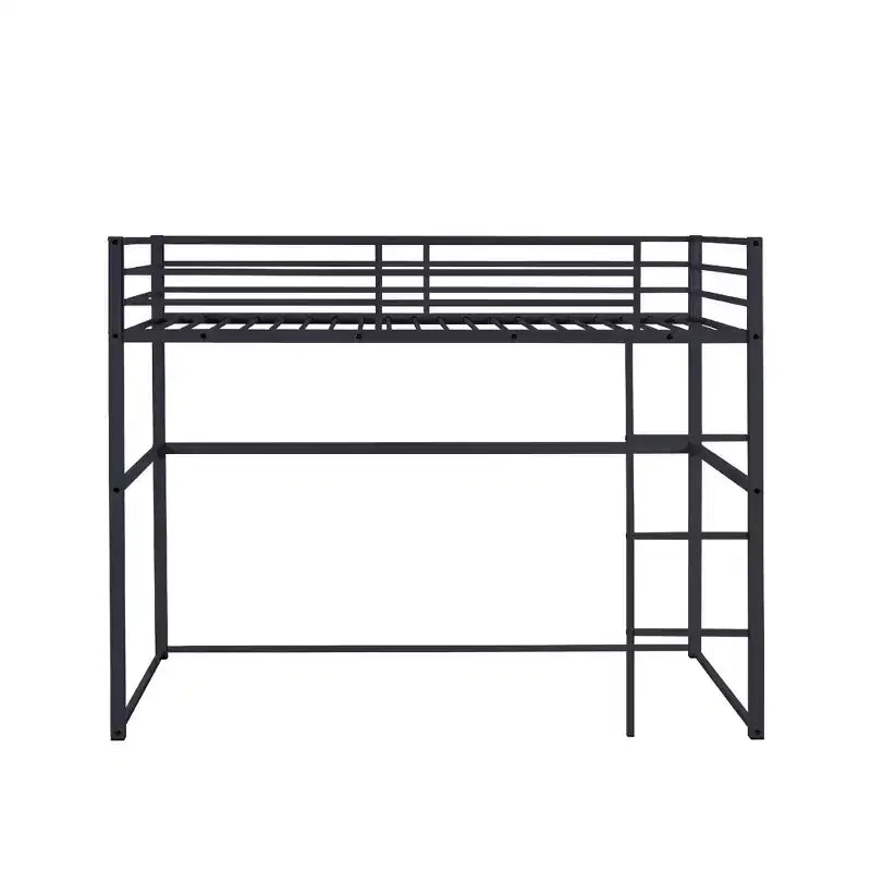 Metall-Hochbett für Einzelbettmatratze mit Schutzgittern und gerader Leiter