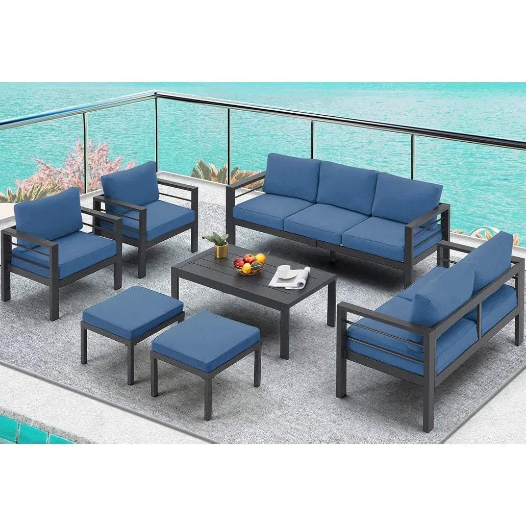 AECOJOY 7-teiliges Gartenmöbelset aus Aluminium für draußen