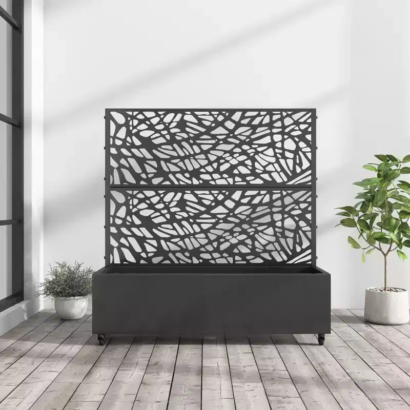 Bac à fleurs MAYEERTY avec treillis en fer noir, style 01, 72x47x16in, lot de 3 pièces