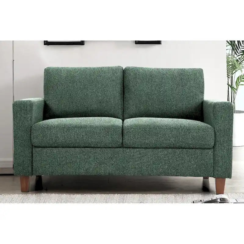 Duża sofa dwuosobowa Miles w nowoczesnym stylu mid-century, z odwracalnymi poduszkami oparcia
