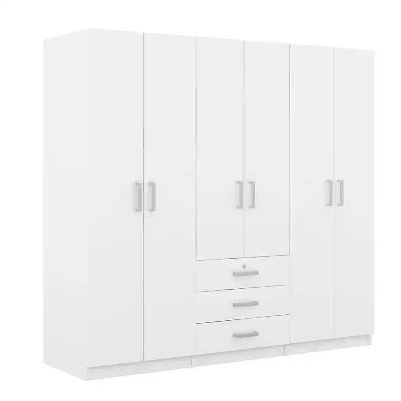 Kleiderschrank aus Holz mit 6 Türen und Schubladen fürs Schlafzimmer