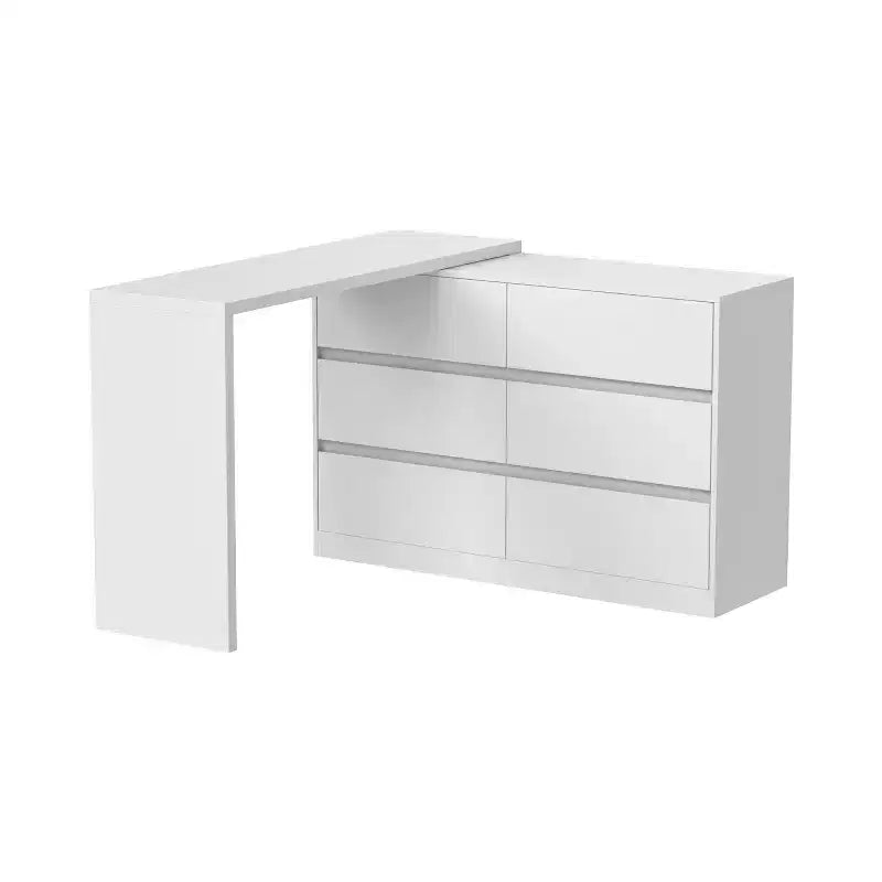 Buffet avec rangement intelligent, pivotant et extensible, avec 6 tiroirs, comptoir prolongé, tapis antidérapant, table à manger pivotante et garde-manger pour îlot de cuisine