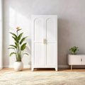 Armoire de rangement Homy Casa à 4 portes avec panneaux en cannage et étagères réglables pour le salon, la salle à manger ou l’entrée, noire et naturelle