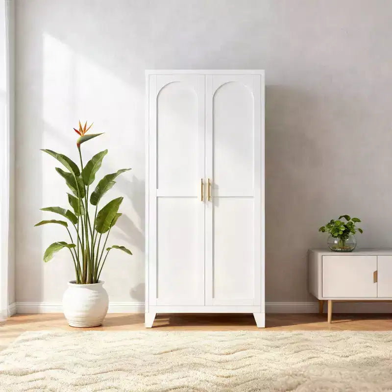 Armoire de rangement Homy Casa à 4 portes avec panneaux en cannage et étagères réglables pour le salon, la salle à manger ou l’entrée, noire et naturelle