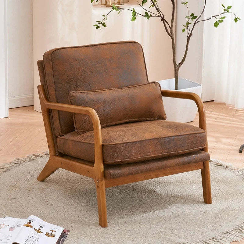Tapicerowany fotel akcentowy w stylu mid-century modern