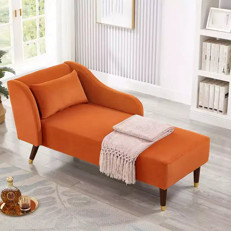 Moderner Samt-Chaiselongue-Sessel, gepolsterte Chaiselongue mit geschwungener Armlehne, Schlafsofa für Schlafzimmer, Büro und Wohnzimmer