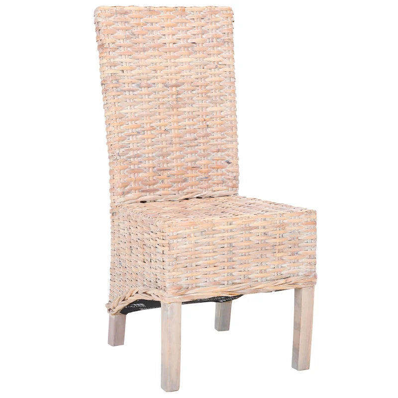 Set van 2 eetkamerstoelen van naturel rotan, 19W x 22D x 41H, boho-kuststijl