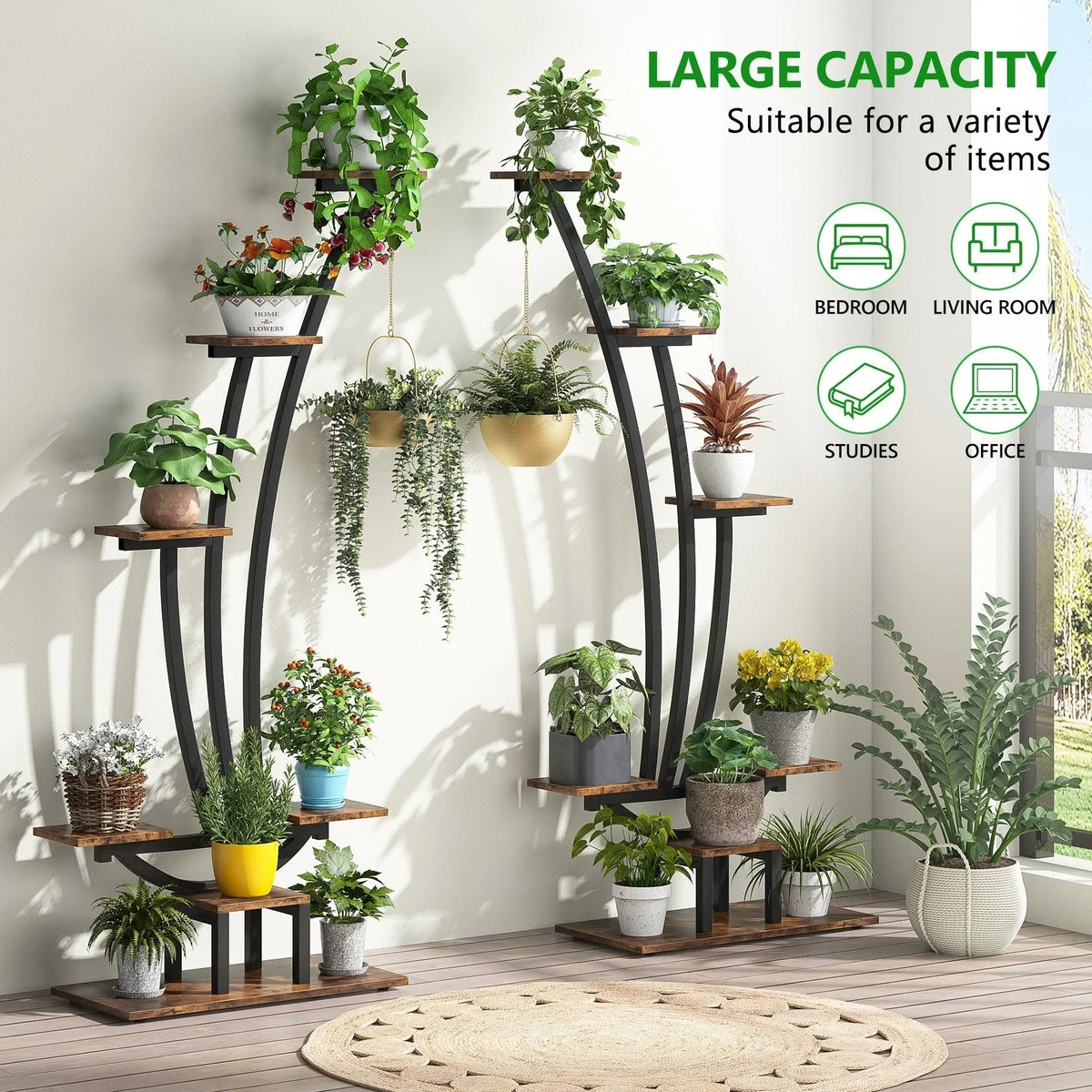 Support pour plantes d’intérieur, présentoir à fleurs à 6 niveaux pour la maison et le jardin - lot de 2