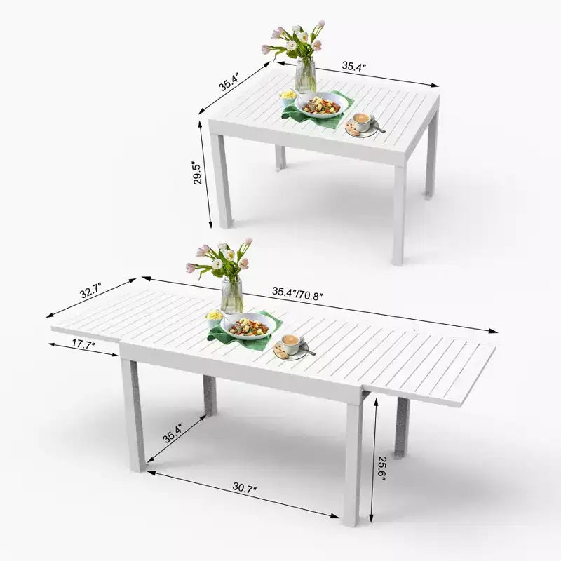 Okak Esstisch, ausziehbarer Gartentisch aus Aluminium, Küchentisch für das Esszimmer