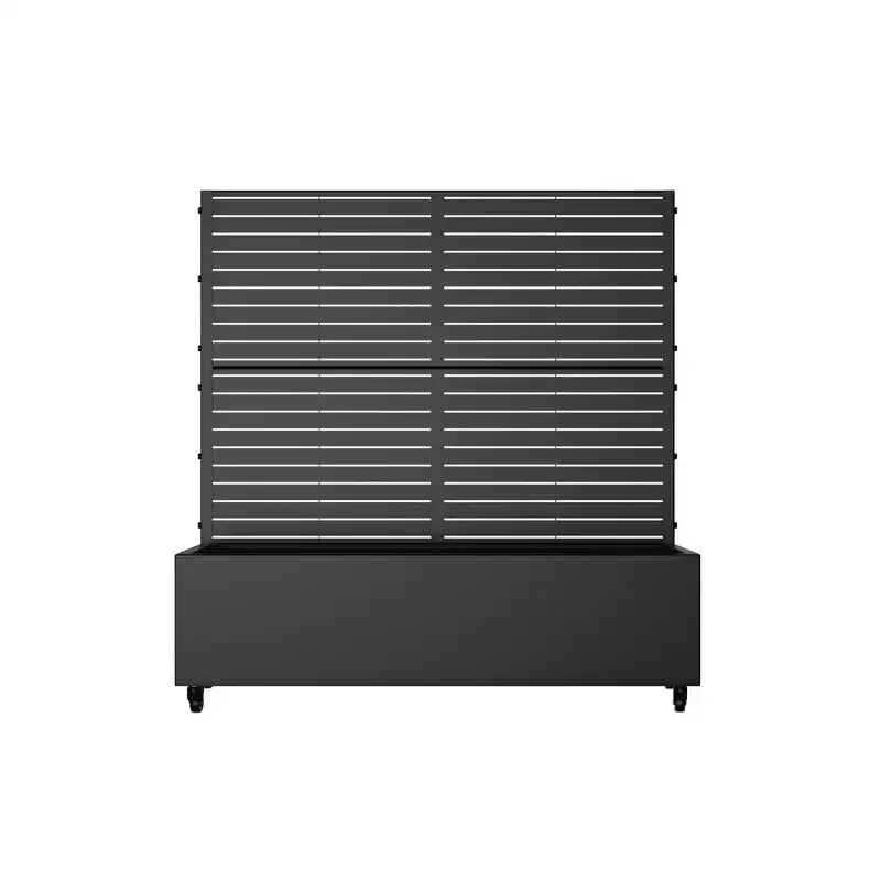 MAYEERTY Jardinière avec treillis en fer noir à persiennes, style classique, 47x47x16in, ensemble de 3 pièces