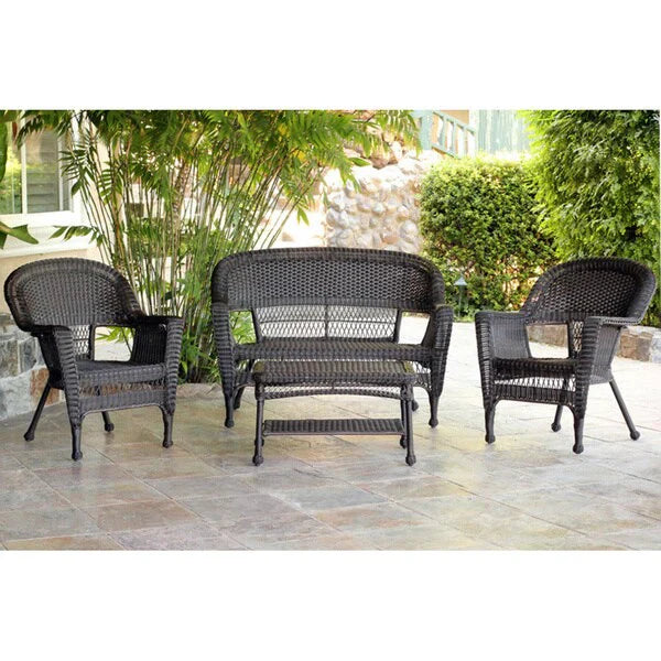4-delige loungeset van wicker voor op het terras