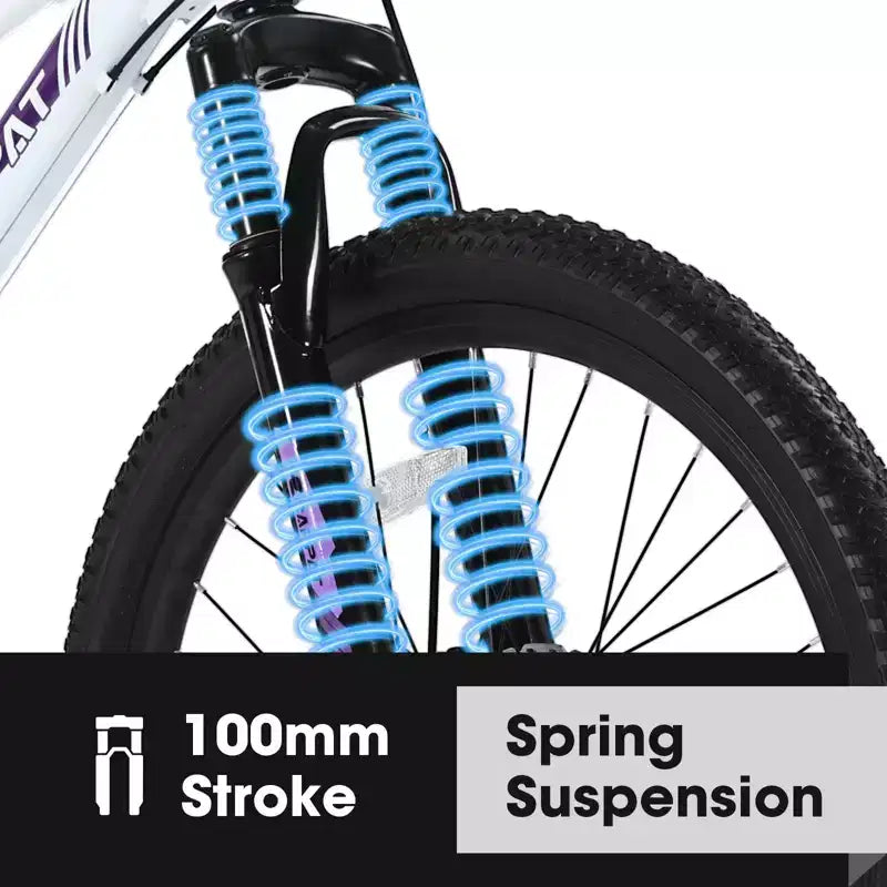 Vélo de montagne Okak 24/26IN avec 21 vitesses et freins à double disque, vélo pour enfants avec suspension avant de 100 mm, vélo tout-terrain pour adolescents et femmes