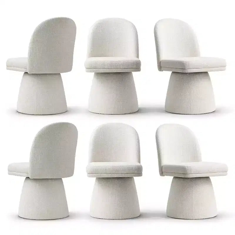 Set van 6 moderne draaibare eetkamerstoelen zonder armleuningen, 360°, met onderstel op voet, elegante accentstoelen voor keuken, eetkamer of kantoor - Panipeachy