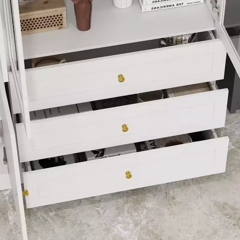 Famapy Vitrine mit Glastüren, Bücherregal, Organizer und Vorratsschrank