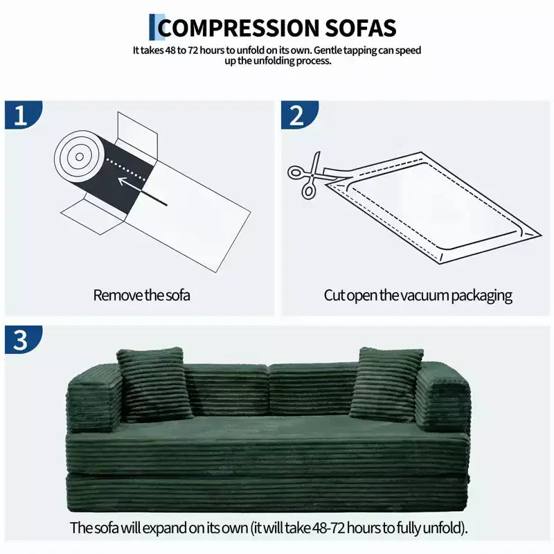 80.7 5-in-1-Schlafsofa mit Cordbezug, 1200 lbs, keine Montage erforderlich