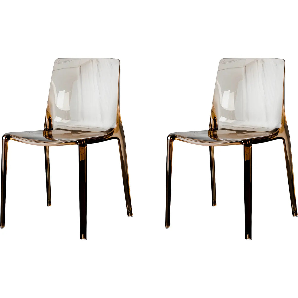 Chaise de salle à manger ambre en acrylique, sans accoudoirs et à dossier bas