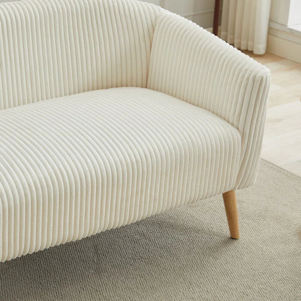 2-Sitzer-Sofa mit Cordbezug und Beinen aus Walnussholz
