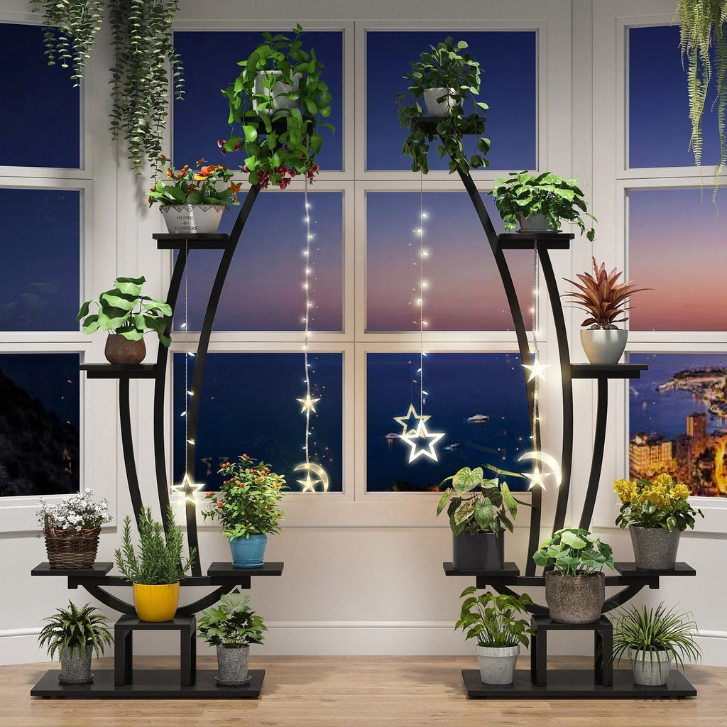 Support pour plantes d’intérieur, présentoir à fleurs à 6 niveaux pour la maison et le jardin - lot de 2